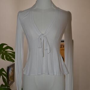 Free People White Tie Front Blouse